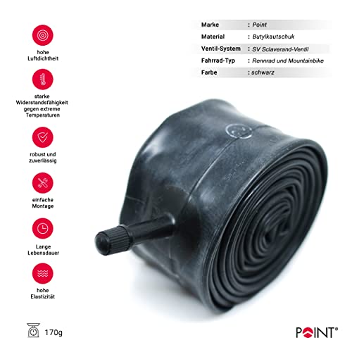 Point 08120901 Bicycle Inner Tube with Dunlop Valve 26 x 1.75/2.125 Inches Black, 26 x 1,75/2.125 - Image 4