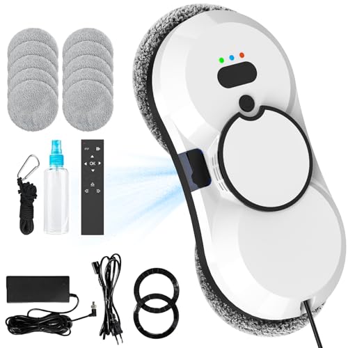 Robot Limpiacristales 5600pa, Robot Limpiador De Ventanas Eléctrico Con Control Remoto, Sistema De Reconocimiento De Bordes Y Navegación Inteligente Para Superficies Lisas, 10 Trapo Blanco D Robot Limpiacristales 5600pa, Robot Limpiador De Ventanas Eléctrico Con Control Remoto, Sistema De Reconocimiento De Bordes Y Navegación Inteligente Para Superficies Lisas, 10 Trapo Blanco D