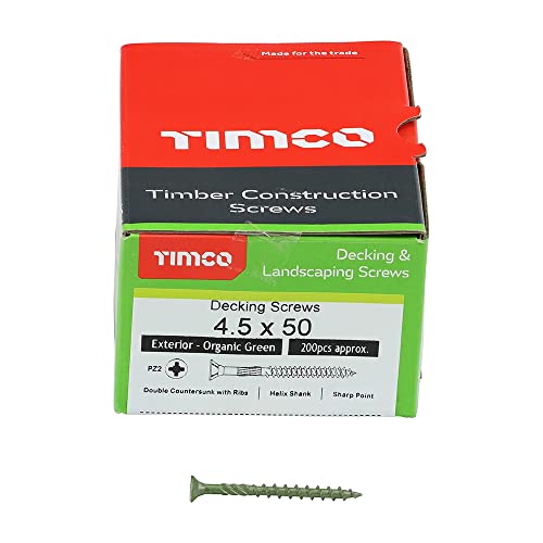 TIMCO Viti per terrazze 4,5 x 50 mm Verdi, 200 pezzi