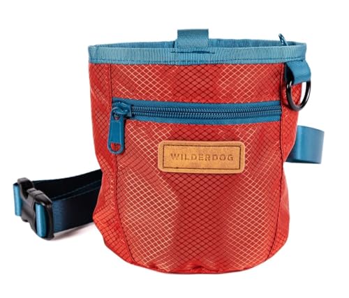 Wilderdog Dog Training Treat Pouch with Magnetic and Zipper Closure Carabiner Attached Adjustable Waist Strap - Cinnabar