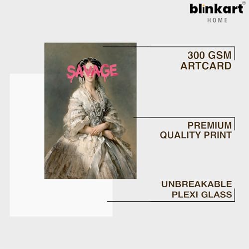 Image of BLINKART Framed Photo - Savage | Altered Art Theme | Motivational & Inspirational Wall Art Poster for Home, Bedroom, Living Room, Office, Hotel & Gifting - 12x8 Inch