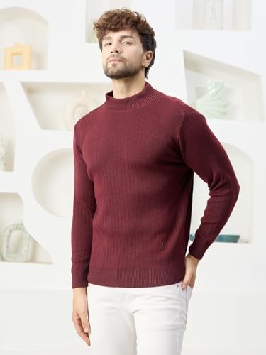 Image of Kvetoo Men High Neck Full Sleeve Winter Woolen Sweater
