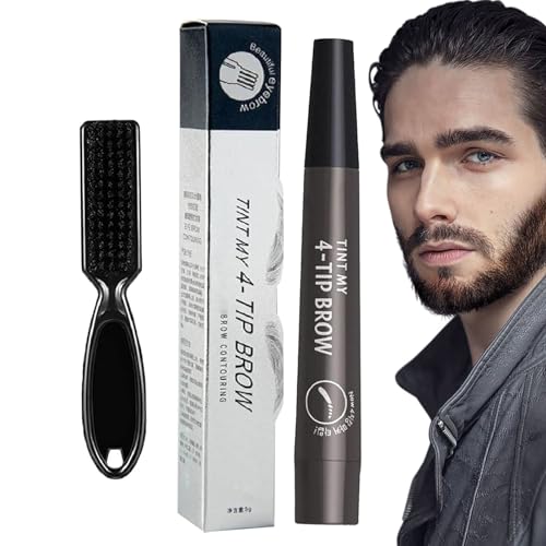 Bolígrafo para barba para hombre - Relleno de lápiz capilar para hombres,Lápiz capilar, relleno de barba para hombres, maquillaje de barba de cobertura duradera, mejora de la barba Hixip