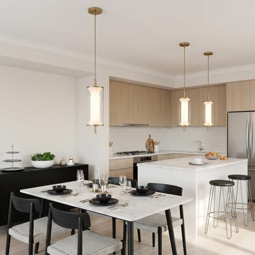 Image of Pendant Light 3-Color CCT (Warm + Natural + Cold White) Metal Acrylic Hanging Lamp for Bedroom Living Room Dining Table Ceiling