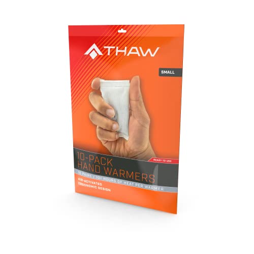THAW Air-Activated Disposable Hand Warmers, Unique Design Reacts with Air Creating a Safe and Long Lasting Hand Warmer, Disposable 10 Pair Pack, Orange