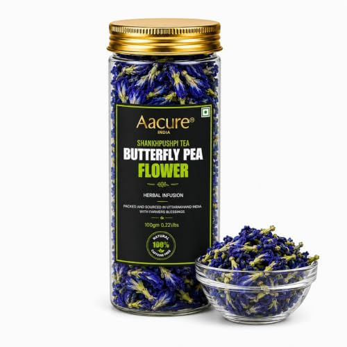 Image of Aacure, Blue Flower Tea | Butterfly Pea Flower Tea | 100gms -120+cups Shankhpushpi Leaves | Aparajita | ANTIOXIDANT RICH | Herbal Tea