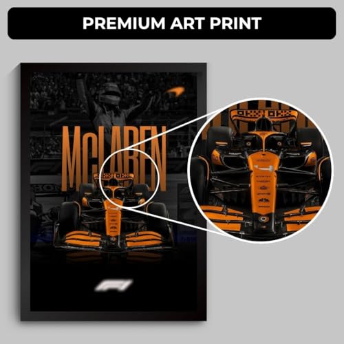 Image of Funk You Store McLaren F1 Poster | Framed McLaren F1 Car A4 Sized (31 x 23 cm) | Lando Norris Poster | McLaren Car Posters for Wall, Gift for Boys, Formula 1 Frames | Formula 1 Frame (F 013)