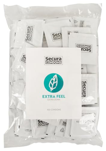 Préservatifs Secura Extra Feel transparents 18 cm lubrifiés en sachet de 100 pièces