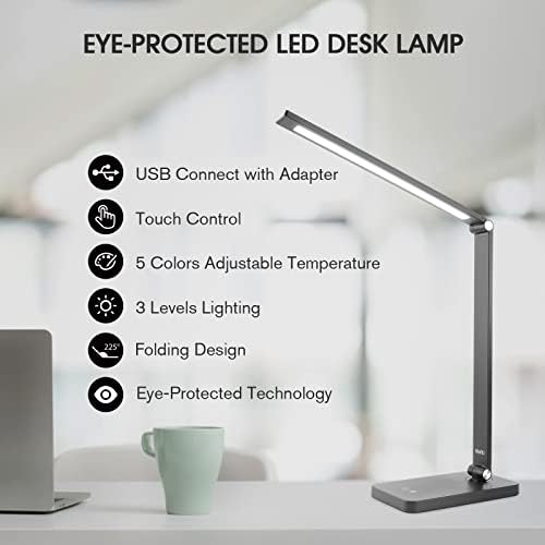 mafiti Desk Lamp, Aluminum Daylight Lamp Touch Control,Eye-Caring Dimmable Foldable Table Lamp for Back to School,Office,Bedroom,Working,Reading,Gift,Black