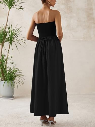 Image of PRETTYGARDEN Women 2026 Summer Elegant Strapless Maxi Dress Tube Top Dress A Line Flowy Long Wedding Party Cocktail Dresses