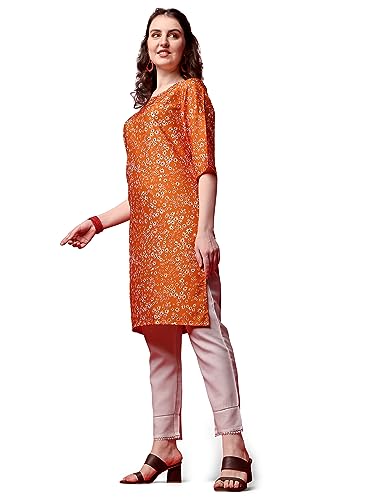 Image of Yashika Women's Crepe Pink Straight Stitched Kurti || Kurta
