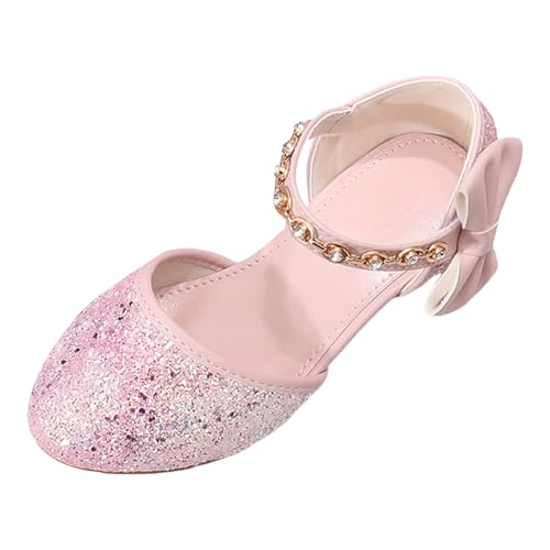 IWIHMIV Girls Dressy Sandals Toddler Girl Princess Shoes Chunky Low Heel Close Toe Ankle Strap Dress Shoe Wedding Party
