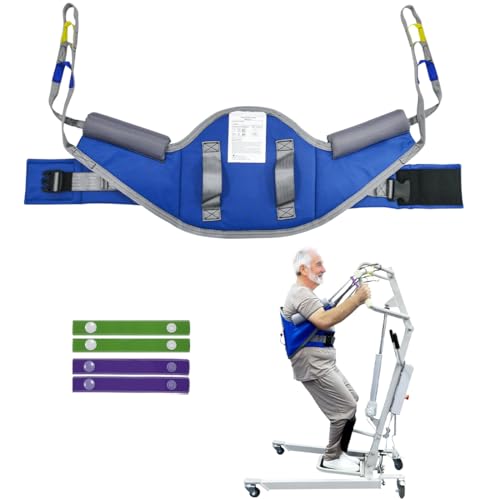 EHUCONELDEX Sit to Stand Lift Sling for Lifting or Transferring Standing Assist Sling with Thick Pad Patient Lift Sling for Home Care Rehab & Nursing SWL 500 lbs (Blue Large)