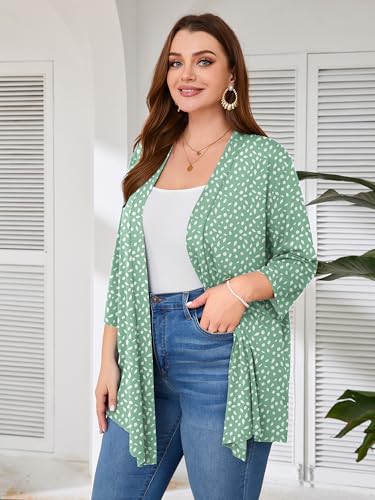 Image of AusLook Women's Plus Size Lightweight Open Front Cardigan 3 /4 Sleeve Cover Ups Shrugs Shawls and Wraps Kimono Jacket Coat