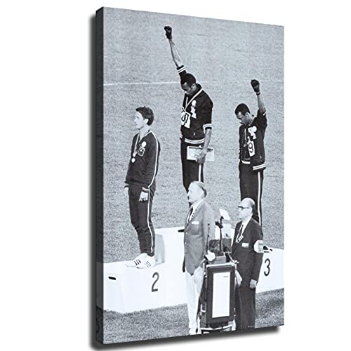 Yoson 1968 Olympics Black Power Salute Poster Picture Art Print Canvas Wall Art Home Living Room Bedroom Decor Mural (12×16Inch-Framed) #TOP4