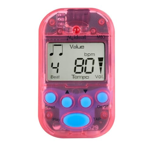Lawnoval M50 - Mini metrónomo digital con pantalla LCD de clip y función TAP para guitarra, violín, bajo y otros instrumentos de cuerda, color negro y rojo