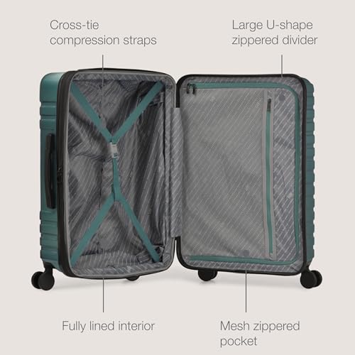 U.S. Traveler Boren Polycarbonate Hardside Rugged Travel Suitcase Luggage with 8 Spinner Wheels, Aluminum Handle, Teal, Checked-Large 30-Inch - Image 3