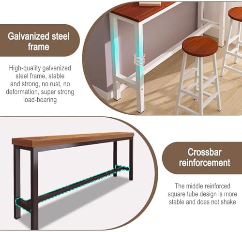 Narrow Rectangular Bar Table - Counter Height Dining Table for Kitchen, Restaurant, Cafe, Dessert Shop, Living Room, Balcony - Stylish & Space-Saving Design