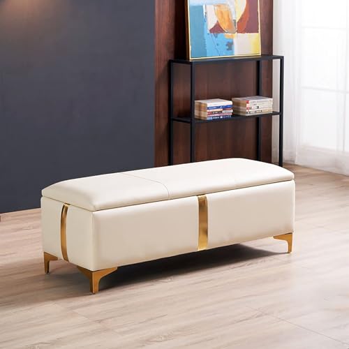 Banc de lit repose-pieds salon et rangement en similicuir - 2