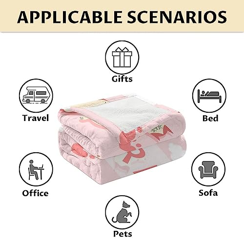 Personalized Cat Blanket Gifts with Name - 40"x50" Cute Throw for Kids & Adults - Pink Soft Fuzzy Blankets for Bed, Couch & Living Room