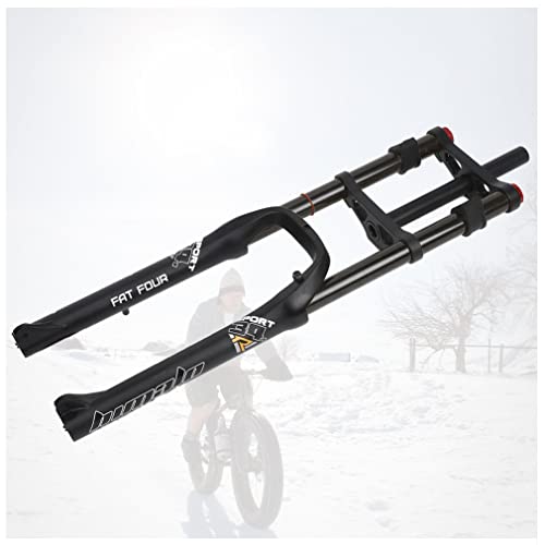 QHYRZE 26 Zoll Fatbike Federgabel Federweg 140MM 4,0-Reifen MTB-Luftgabel 1-1/8 Doppelte Schulter Zugstufen-Einstellung Scheibenbremse QR Fahrrad-Vorderradgabel Für Snow Beach E-Bike