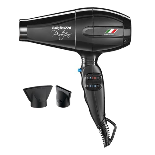 BaBylissPRO Nano Titanium Portofino Sèche-cheveux ionique avec moteur italien haute performance, 1875 sécheuse avec 2 vitesse et 3 Réglages thermiques