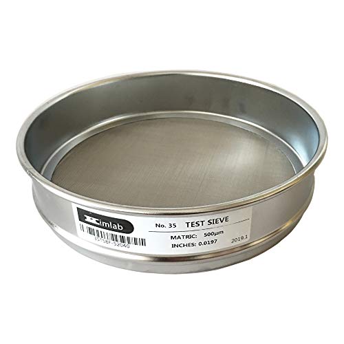 KimLab Economy Test Sieve #35 / 500μm Mesh Size,304 Stainless Steel Wire Cloth, 8