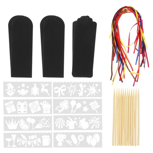 LckCryspho スクラッチペーパーブックマーク 1セット ? 黒色塗装面に描いて楽しめるDIYしおり、穴付きで装飾やプレゼントに