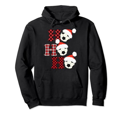 Fútbol de Navidad Gorro de Papá Noel Cuadros rojos Sudadera con Capucha