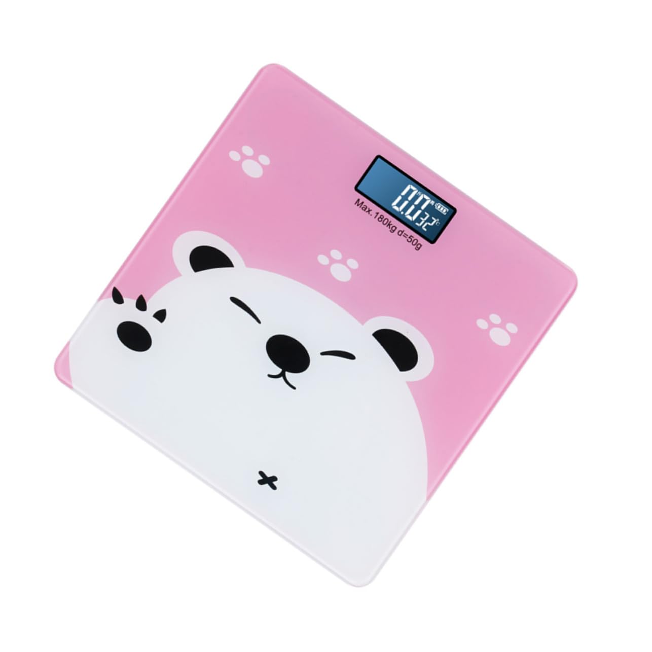 Digital Weight Scale with Temperature Detector Pink Cartoon Design High Precision Electronic Body Scale for Boy Girl and Adults LCD Display Flat Profile for Easy Storage