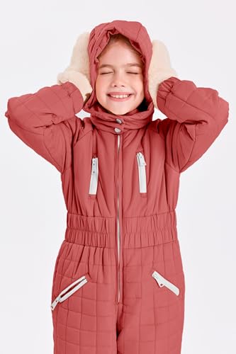 Image of Haloumoning Kid Snowsuit Girls Hooded Waterproof Insulated Ski Suit