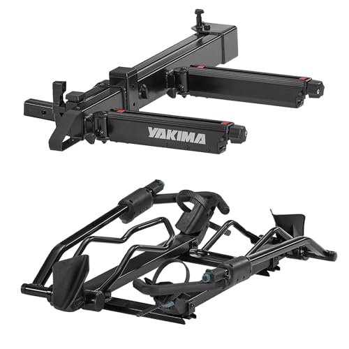 Yakima EXO SwingBase 2 Inch Hitch Base Rack Storage System with EXO DoubleUp 2 Bike Carrier for Trucks