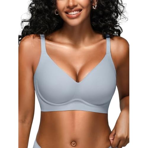 Wireless Jelly Bras for Women No Underwire - S-2XL Seamless Padded T-Shirt Bralette with Support, Full Coverage Comfort Bra Small Beige