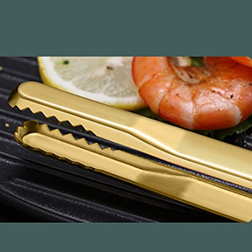 Pinze da Cucina 1pc Pinze per Alimenti in Acciaio Inossidabile Dorato Pinze da Portata Antiscivolo per Barbecue Carne Insalata Pane Accessori da Cucina Cottura
