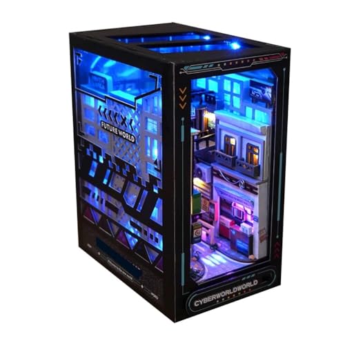 Kit Fai da Te per Angolo Libri in Legno, Decorazione per Scaffale con Puzzle 3D, Lavoretti Creativi con Luci LED, Lavoretti Fai da Te per Adulti E Adolescenti (Future)