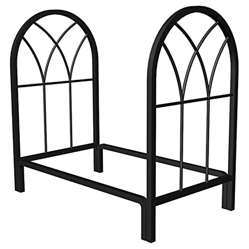 Rsmmpqa Estantes de almacenamiento de leña, soportes para leña con revestimiento de acabado negro, soporte de madera resistente para chimenea/estufa/hoguera