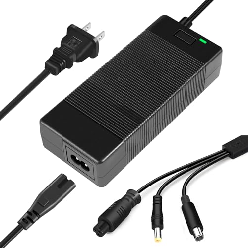 3-in-1 42V 2A Charger with DC 5.5 * 2.1mm 8mm RCA/12mm 3 Prong for 36V Li-ion Battery & Jetson Swagtron Gotrax Swagway Razor Series Power Adapter wk