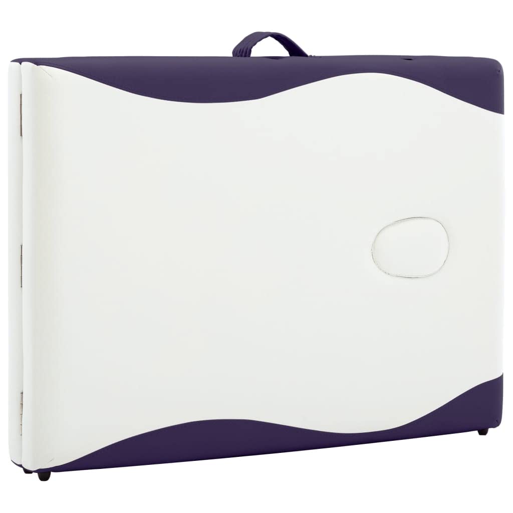 Massageliege Klappbar 2-Zonen mit Holzgestell Weiß und Lila,Gesundheit & Schönheit,Körperpflege,Massage & Entspannung,Massagetische,Weiß,16.15 kg-110209