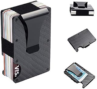 Carbon Fiber Wallet RFID Blocking Credit Card Case Anti-Theft Cards Holder Black Metal