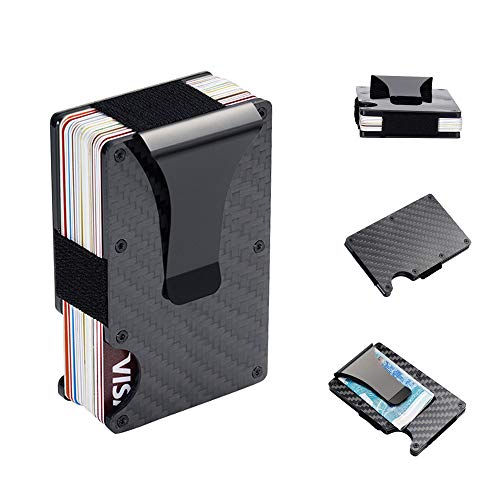 Carbon Fiber Wallet RFID Blocking Credit Card Case Anti-Theft Cards Holder Black Metal