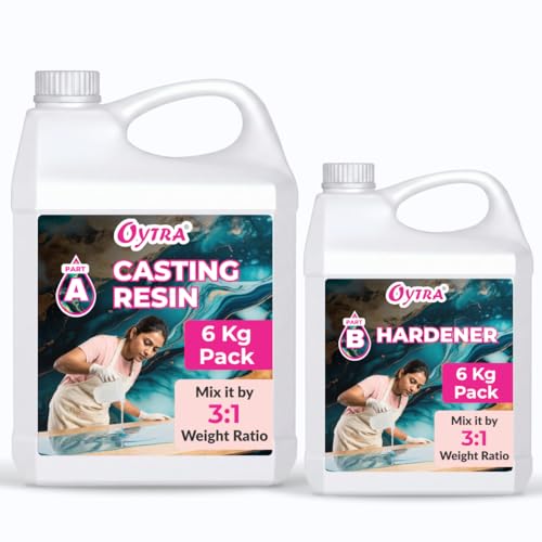 Image of Oytra Casting Epoxy Resin 3:1 Ratio with Hardener 6Kg Crystal Clear Bubble Free Deep Pour Liquid for River Table Table Top Self Leveling High Gloss Non Yellowing Finish