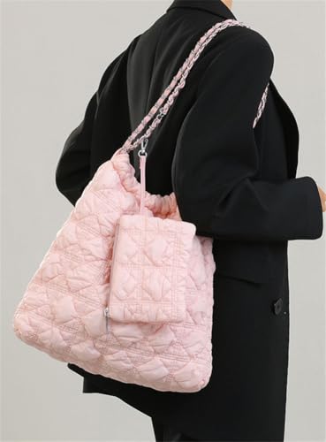 Waterproof Nylon Crossbody Bag Women Quilted Hobo Bag Large Puffy Shoulder Bags Carryall Magnetic Handbag Travel3