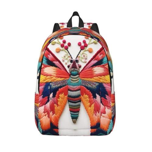 Sac à dos en toile imprimé papillon coloré brodé unisexe travail