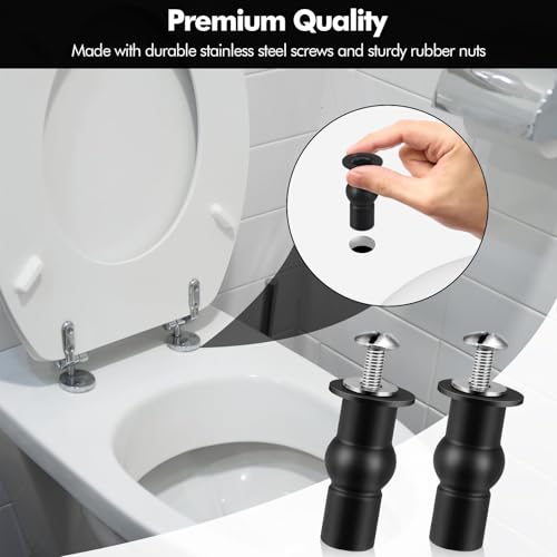 Poeland 4 PCS Toilettensitz Schrauben Set, WC Sitz Befestigung, Toilettensitz Ersatzteile mit Expandierende Gummi-Deckmuttern, Toilettenbefestigungen