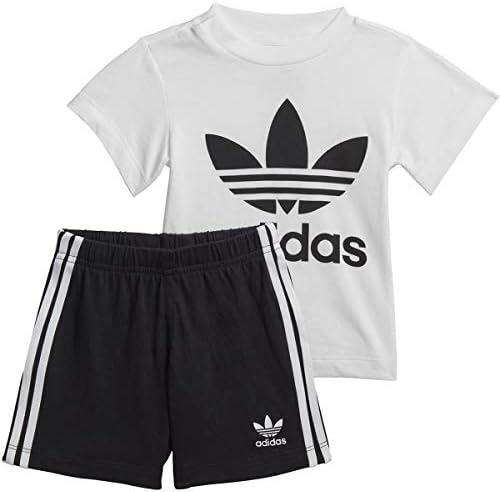 adidas Originals unisex-baby Trefoil Shorts Tee Set White/Black 3T