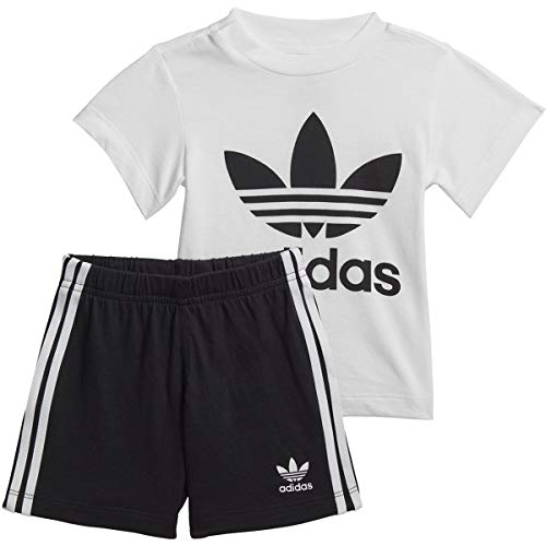 adidas Originals unisex-baby Trefoil Shorts Tee Set White/Black 3T