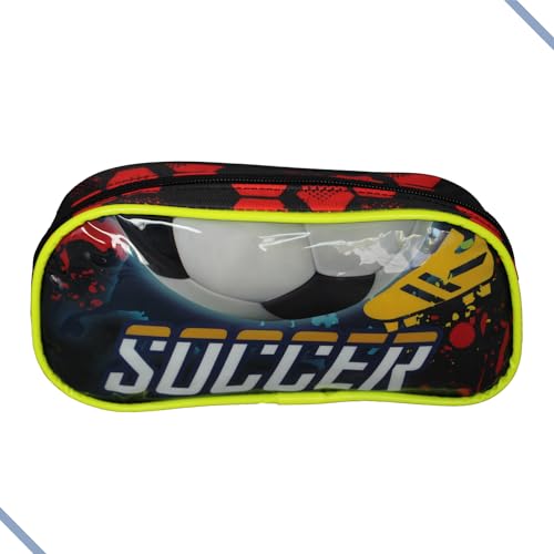 Estojo Tecido Soccer Gd 1Ziper Pt - 95658
