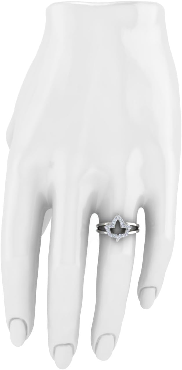 Alpha Kappa Alpha Rings for Women,925 Sterling Silver White Ivy Leaf Ring with White Cubic Zirconia(AKA-R003-White)