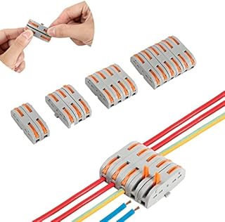 Lever Wire connectors,Idong Compact Wire Conductor Connector, Push Terminal Block SPL-1 one-to-one Quick Splicing into 2/3/4/6 Way Butt Terminal Connectors (50)
