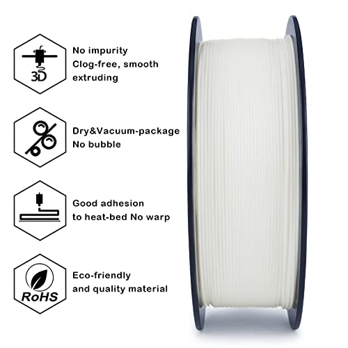 Image of ZIRO PLA Filament 1.75mm,3D Printer Filament PLA PRO Basic Color Series 1.75MM 1KG(2.2lbs), Dimensional Accuracy + /- 0.03mm,White